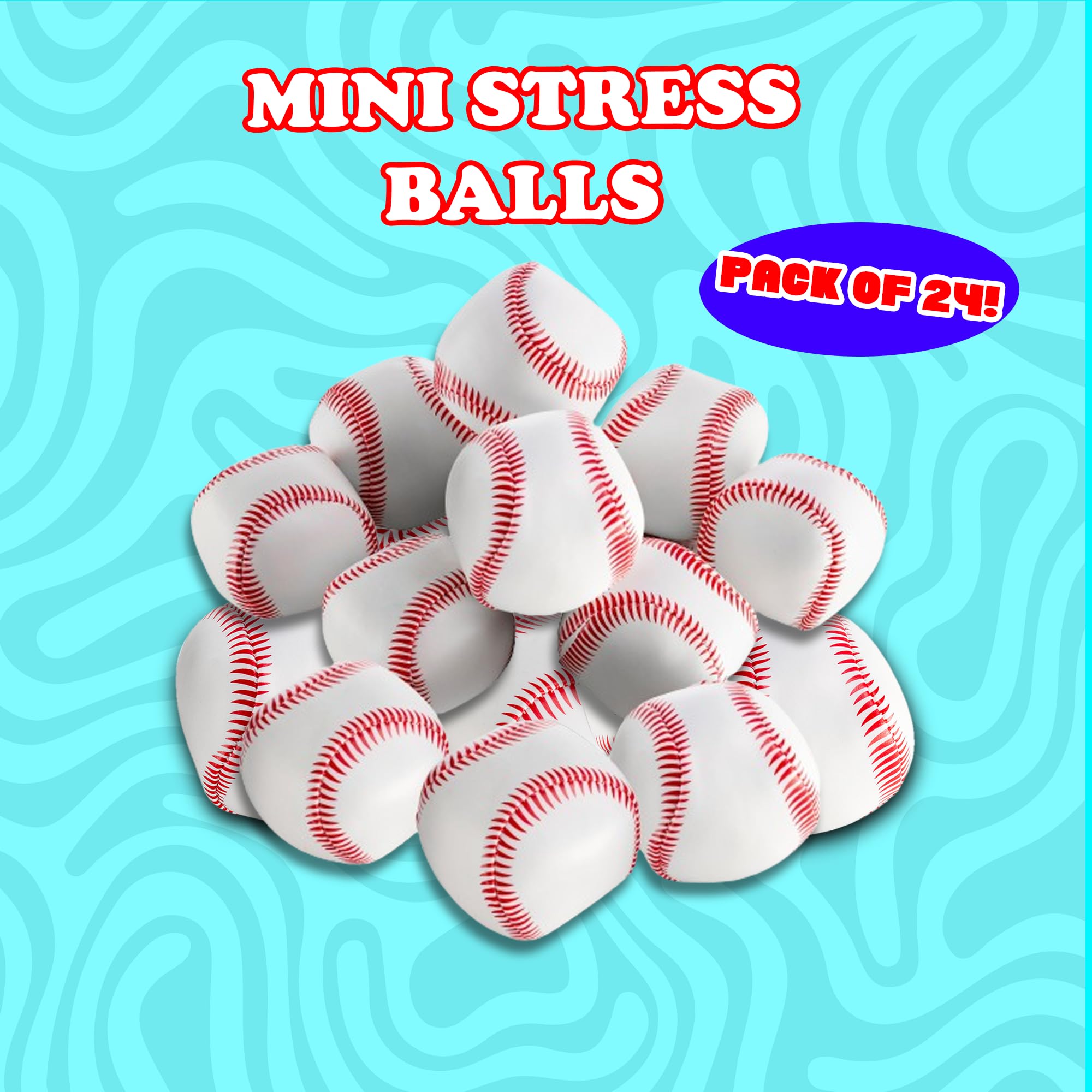 Mini Soft Foam Baseball Stress Balls - (pack Of 24 Bulk) - 2" Squeeze Stress Relief Toy Adults & Kids Sports Ball Toys Themed Baseball Goodie Bags Favors, Baseball Party Favors For Gifts & Decorations